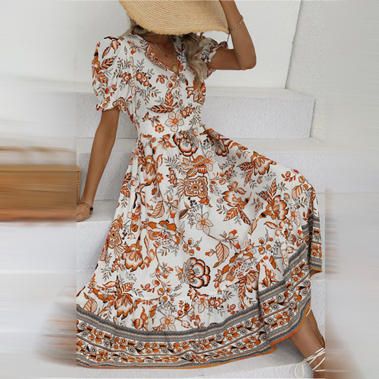 WW | Elegante Orange Blumenkleid