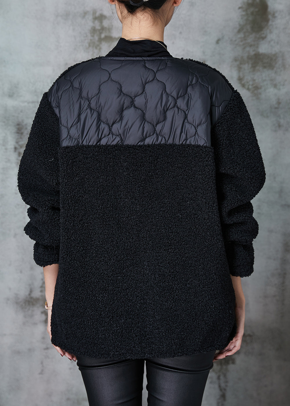 WW | Black Oversized Patchwork Faux Fur Jackets