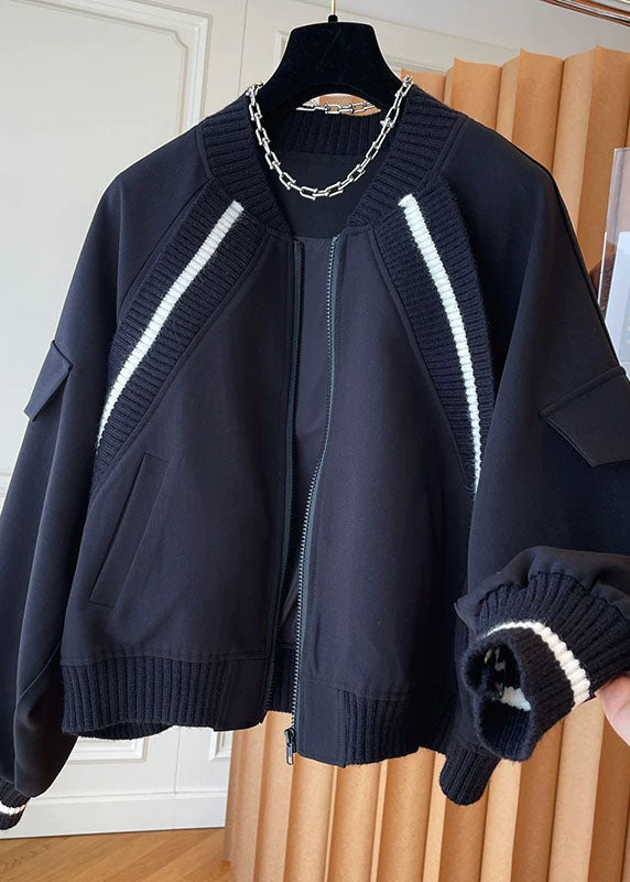 WW | Coffee Knit Patchwork Zipper Jackets