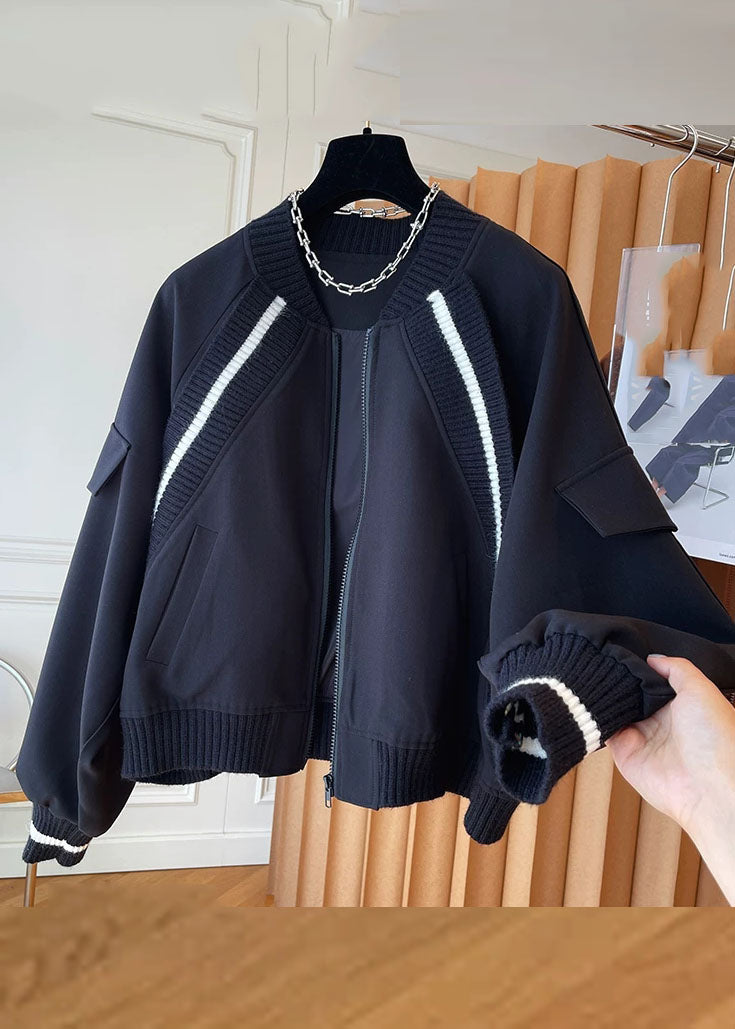 WW | Coffee Knit Patchwork Zipper Jackets