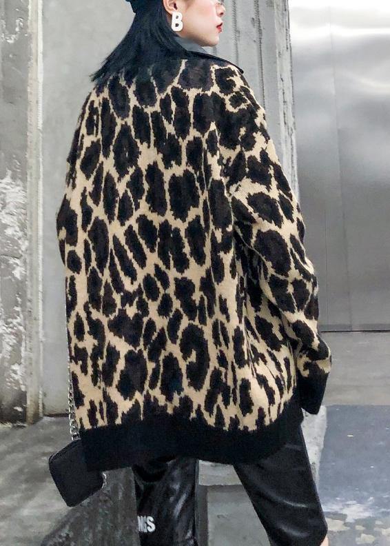WW | Leopard Fashion Women's Cotton Lapel Zipper Outerwear