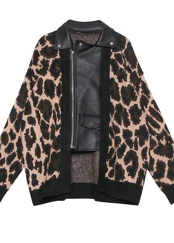 WW | Leopard Fashion Women's Cotton Lapel Zipper Outerwear