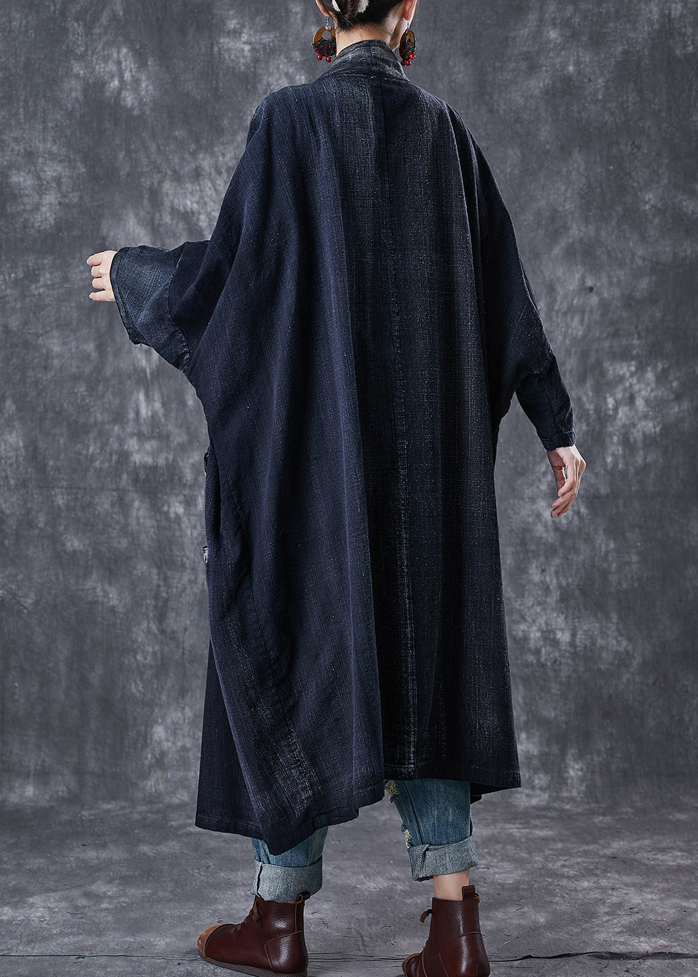 WW | Marine Oversized Chinese Button Cotton Trench Coats
