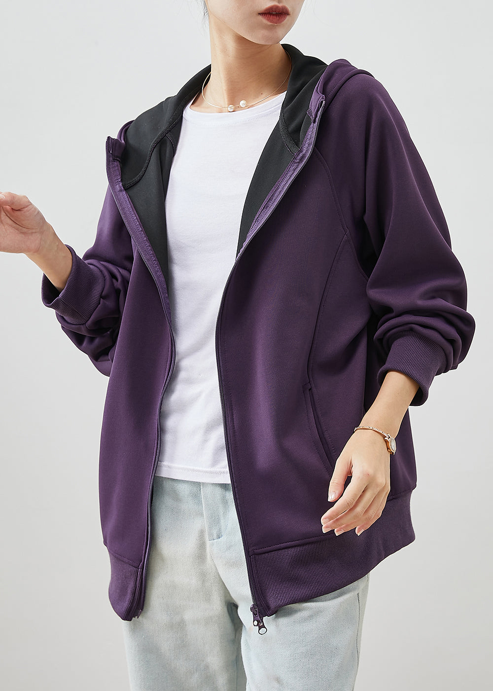 WW | Lila Kapuzen Baumwoll Sweatshirts Mäntel