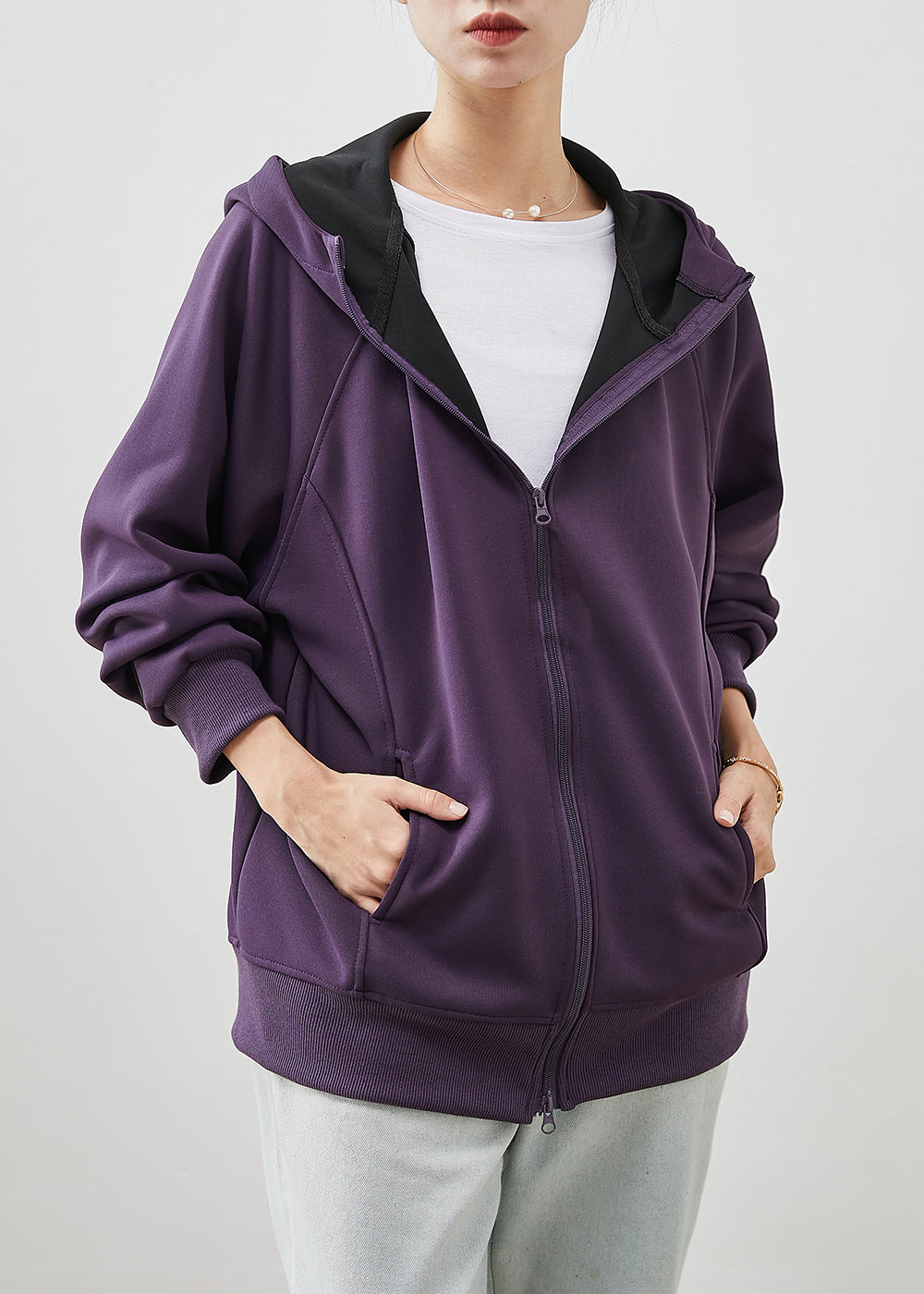 WW | Lila Kapuzen Baumwoll Sweatshirts Mäntel