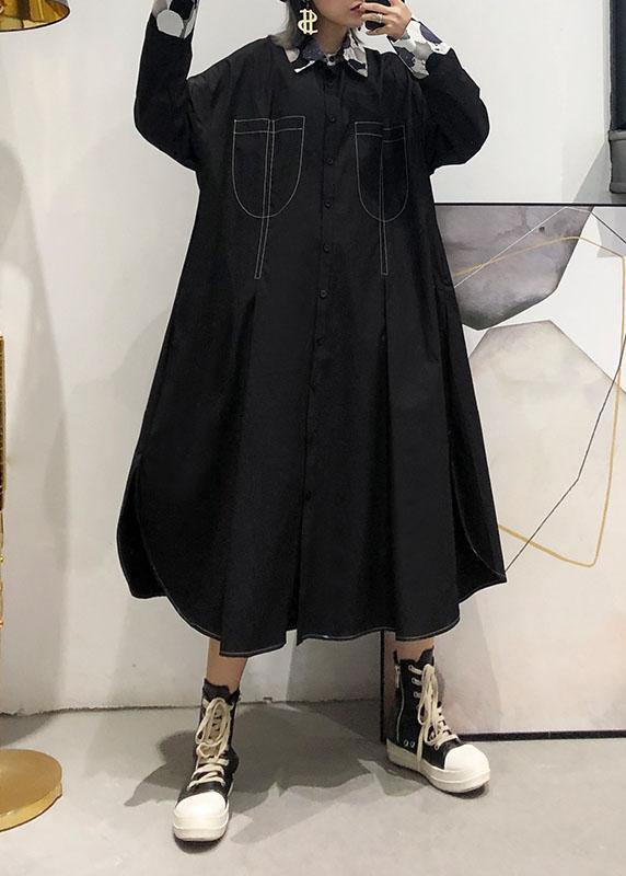 WW | schwarze Mode Mäntel Damen Blusen Stoffe seitlich offene Mäntel