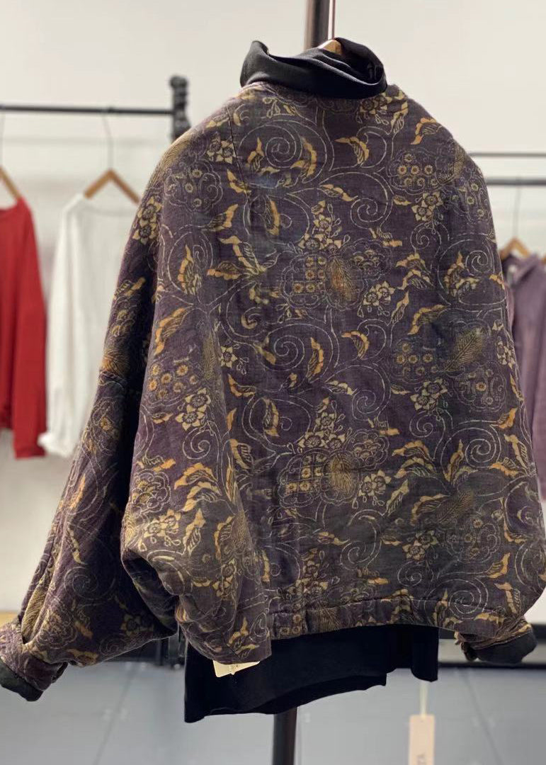 WW | Yellow asymmetrical print fine cotton-padded coats winter