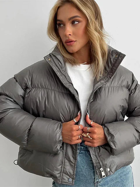 WW | Padded and Cropped Puffer Jacket, High Collar, Windproof and Warm