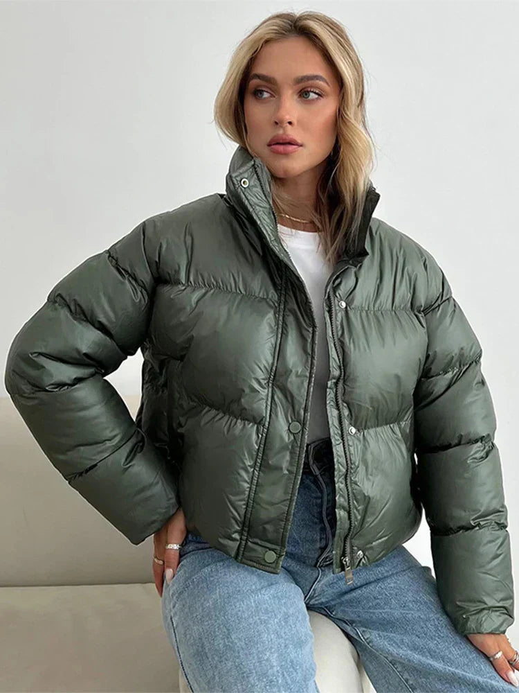 WW | Padded and Cropped Puffer Jacket, High Collar, Windproof and Warm