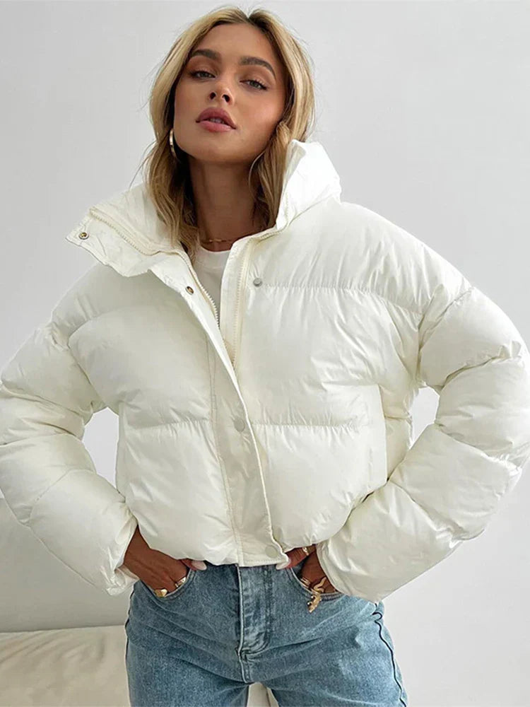WW | Padded and Cropped Puffer Jacket, High Collar, Windproof and Warm