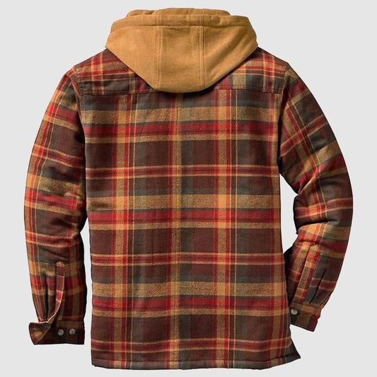 WW | Kariert Kapuze Jacke Wattierte Futter Jacke Herren Jacke