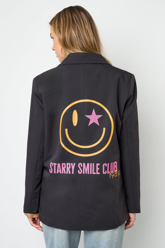 WW | Blazer Sterne Bedruckt Locker Sitzender Blazer Damenblazer