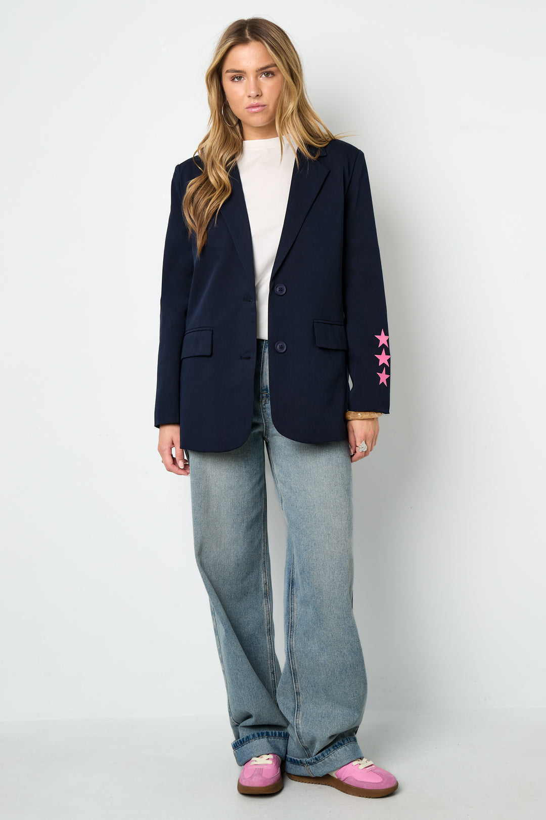 WW | Blazer Sterne Bedruckt Locker Sitzender Blazer Damenblazer