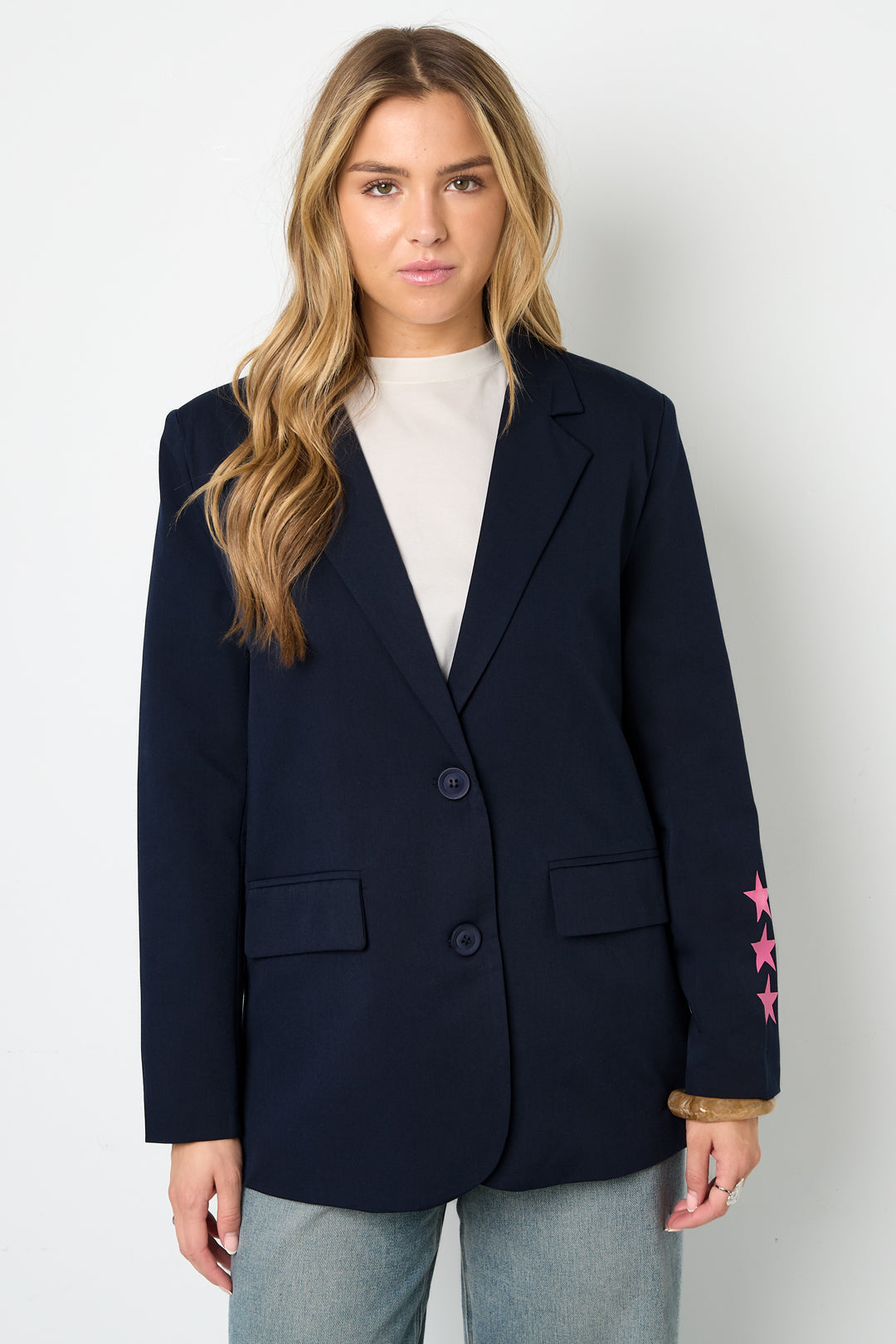 WW | Blazer Sterne Bedruckt Locker Sitzender Blazer Damenblazer