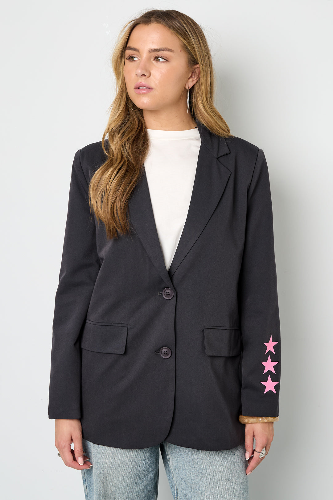 WW | Blazer Sterne Bedruckt Locker Sitzender Blazer Damenblazer