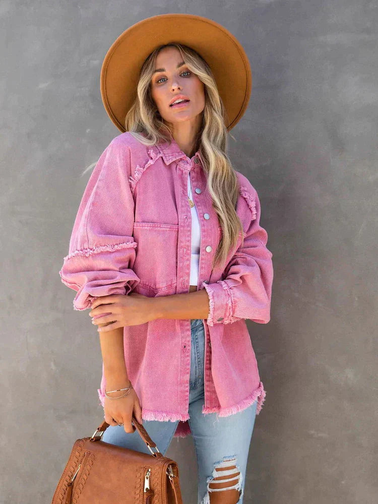 WW | Denim Jacke Lockere Passform Zerrissen Jeansjacke Damenjacke