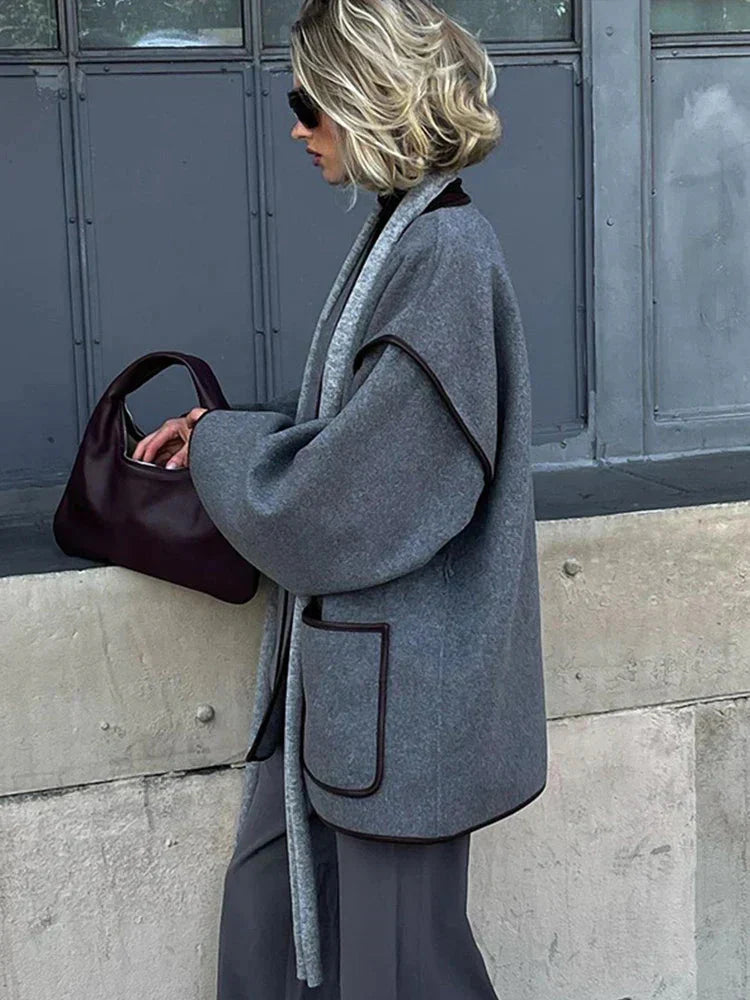 WW | Jacket Grey Belt Autumn Jacket Women's Jackets