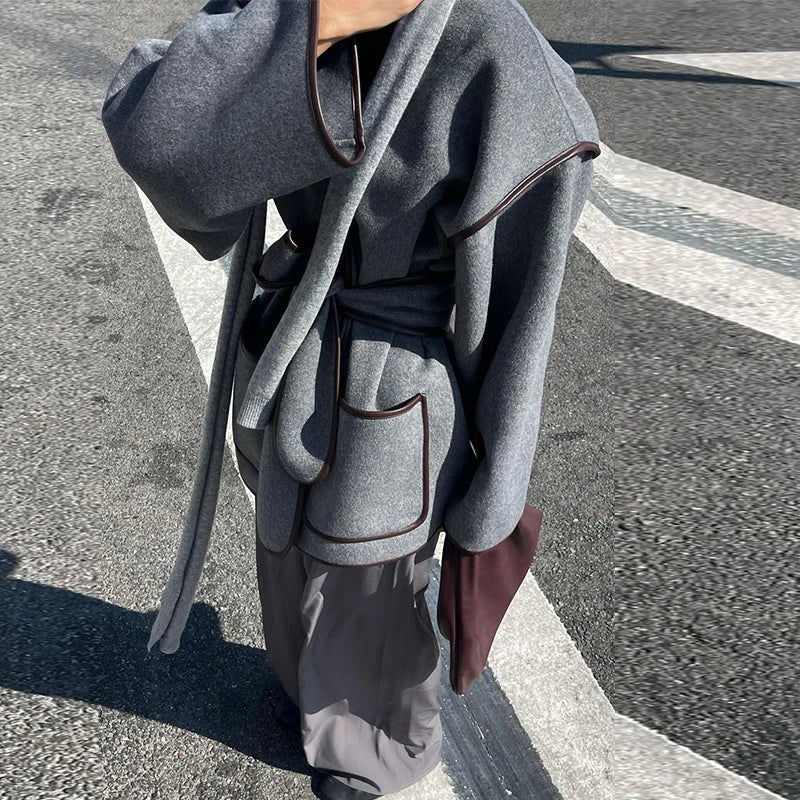 WW | Jacket Grey Belt Autumn Jacket Women's Jackets