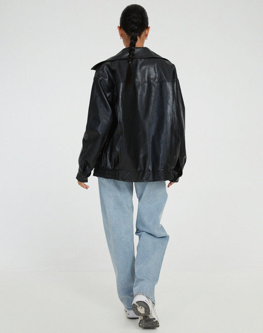 WW | Jacke Kunstleder Zip up Kunstlederjacke Damenjacken