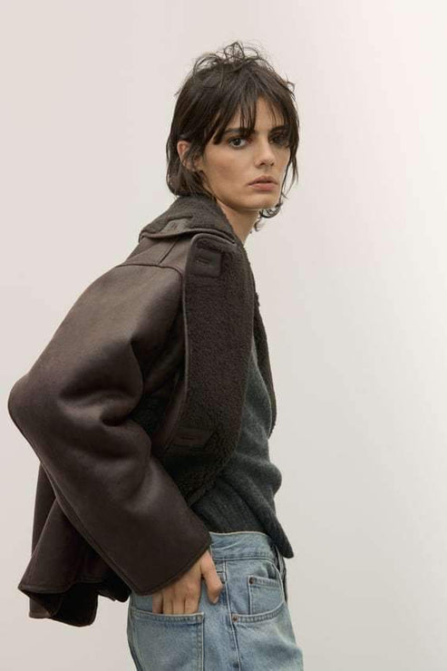 WW | Jacke Damen Leder Winterjacke mit Fellfutter