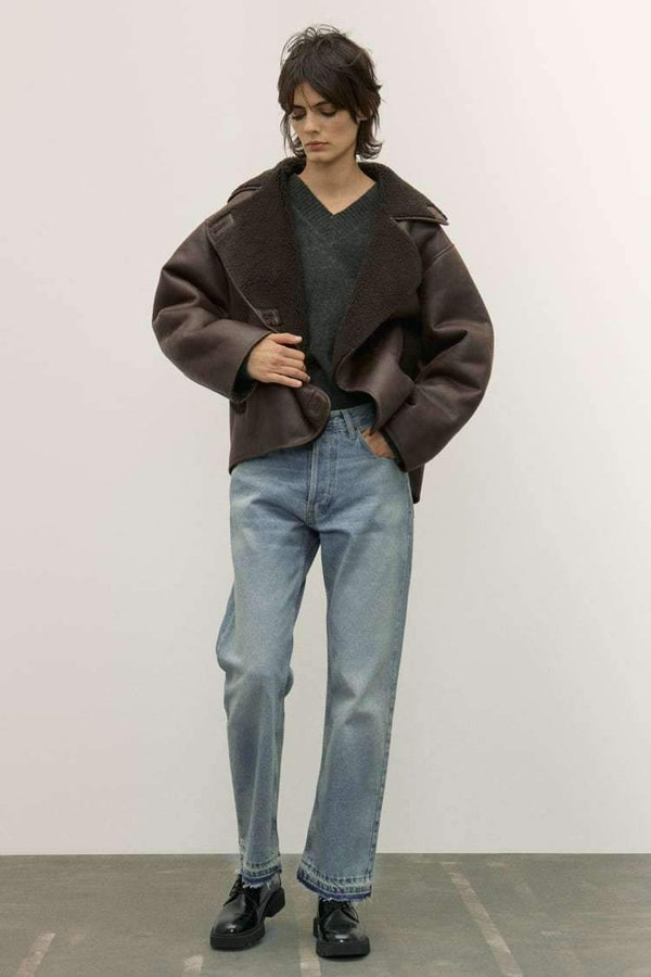 WW | Jacke Damen Leder Winterjacke mit Fellfutter