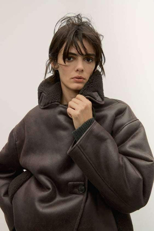 WW | Jacke Damen Leder Winterjacke mit Fellfutter