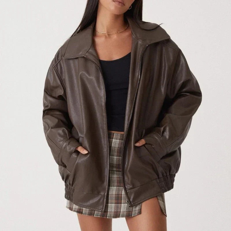WW | Lederjacke Schwarz Braun Lederjacke Damen Lederjacke