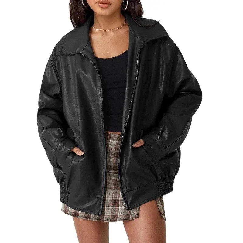 WW | Lederjacke Schwarz Braun Lederjacke Damen Lederjacke