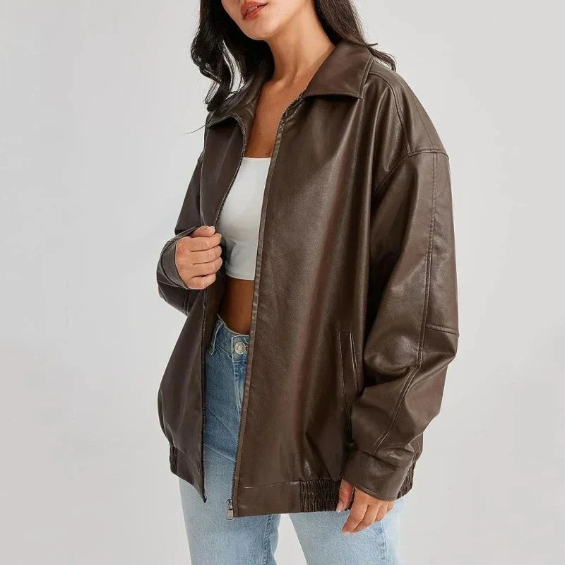 WW | Lederjacke Schwarz Braun Lederjacke Damen Lederjacke