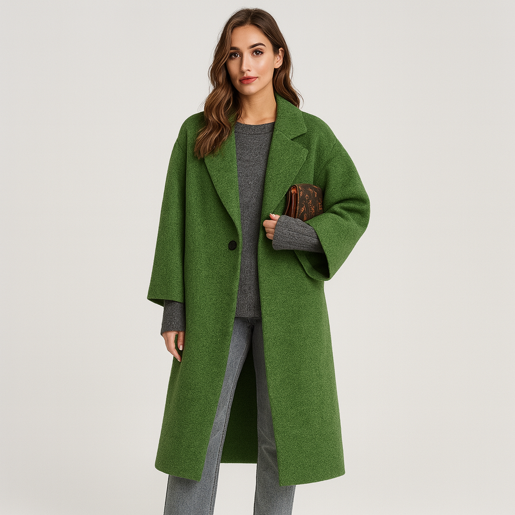 WW | Wolljacke Lang Lockere Passform Wintertrenchcoat Winterjacke für Damen