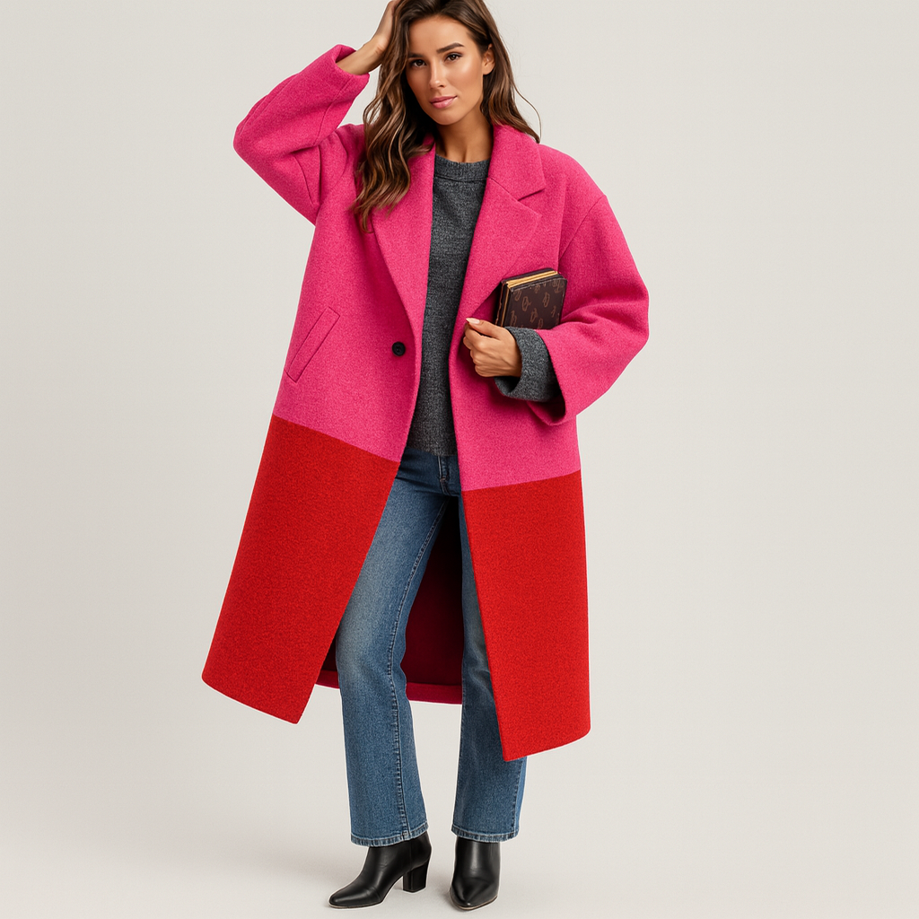 WW | Wolljacke Lang Lockere Passform Wintertrenchcoat Winterjacke für Damen