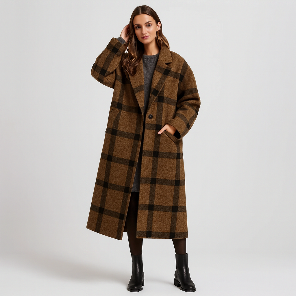 WW | Wolljacke Lang Lockere Passform Wintertrenchcoat Winterjacke für Damen