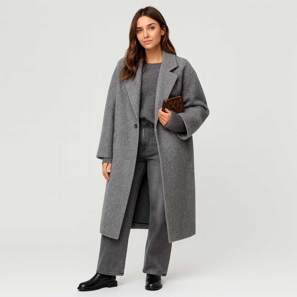 WW | Wolljacke Lang Lockere Passform Wintertrenchcoat Winterjacke für Damen