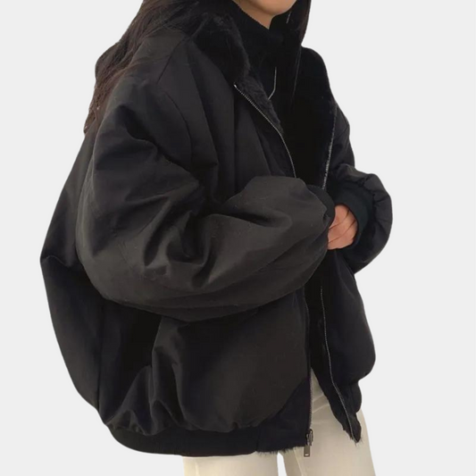WW | Jacke mit Fleece Gefüttert Reißverschluss Winter Bomberjacke Winterjacke für Damen