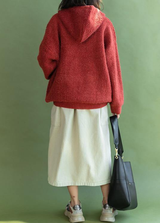 WW | Knitwear Plus Sizes Red Hooded Cardigans