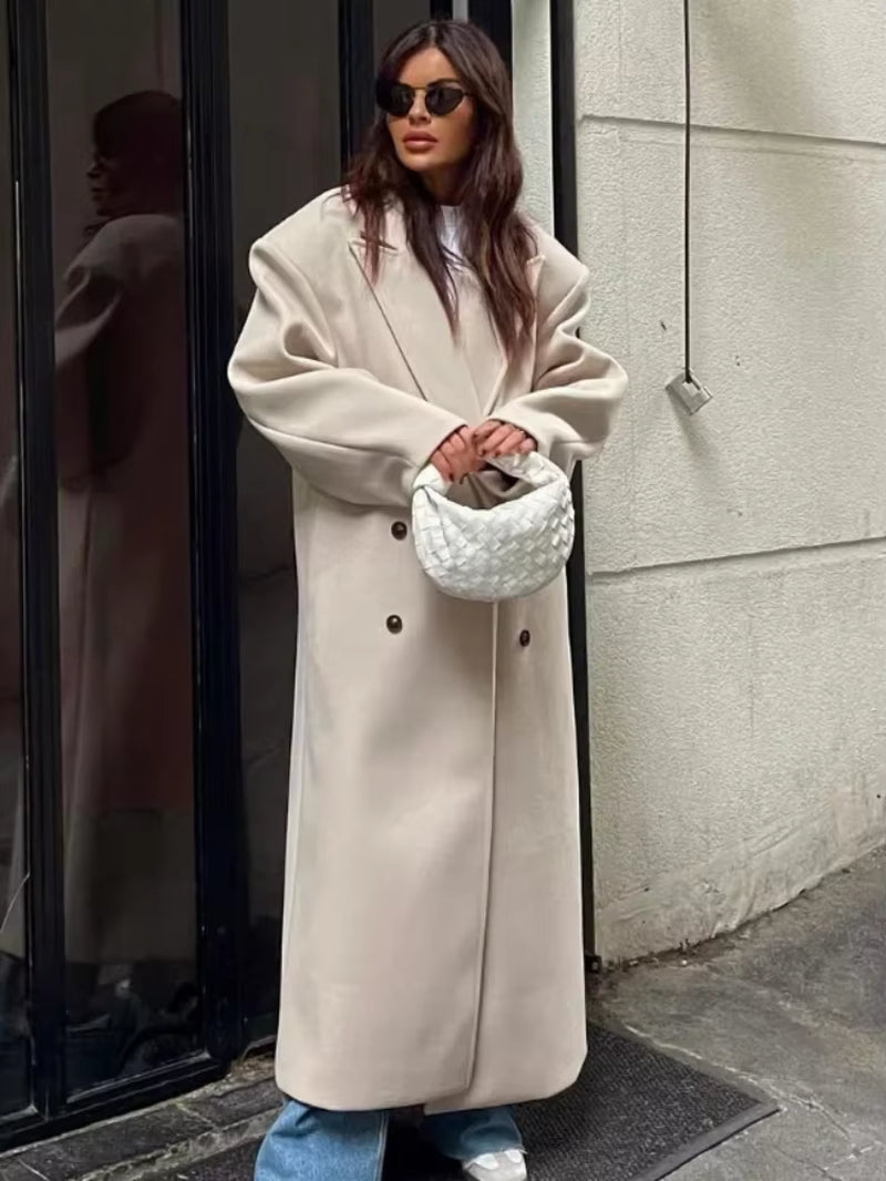 WW | Damenjacke - Langer Trenchcoat mit Reverskragen