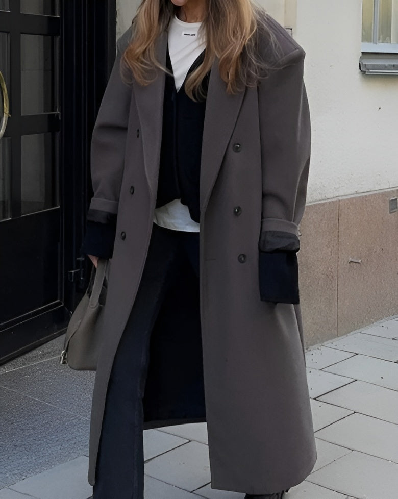 WW | Damenjacke - Langer Trenchcoat mit Reverskragen