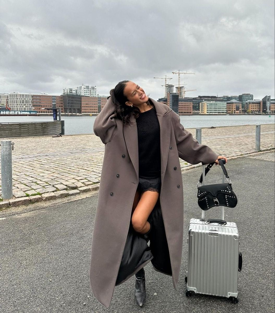 WW | Damenjacke - Langer Trenchcoat mit Reverskragen