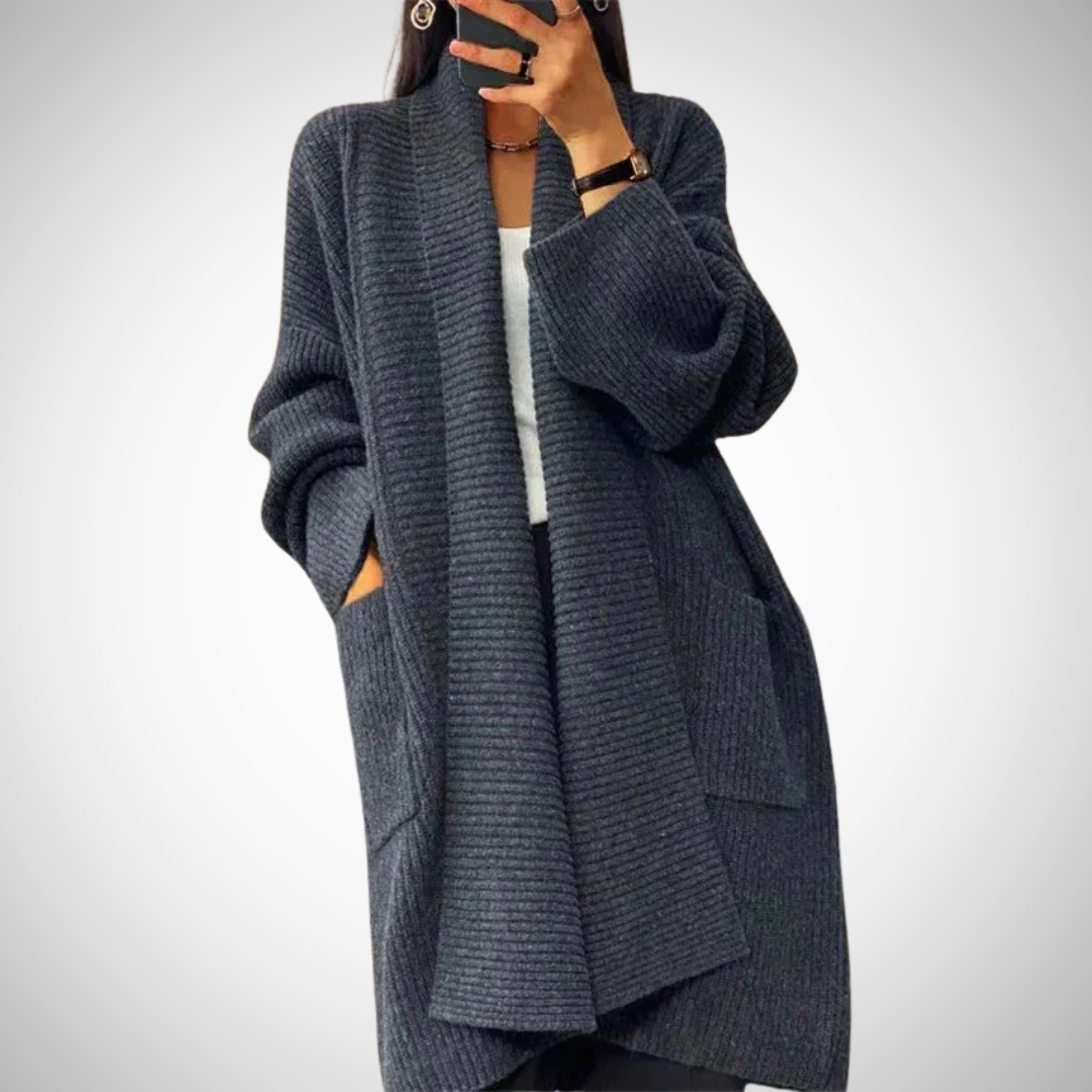 WW | Damen Oversized Strickcardigan mit langen Ärmeln und Taschen