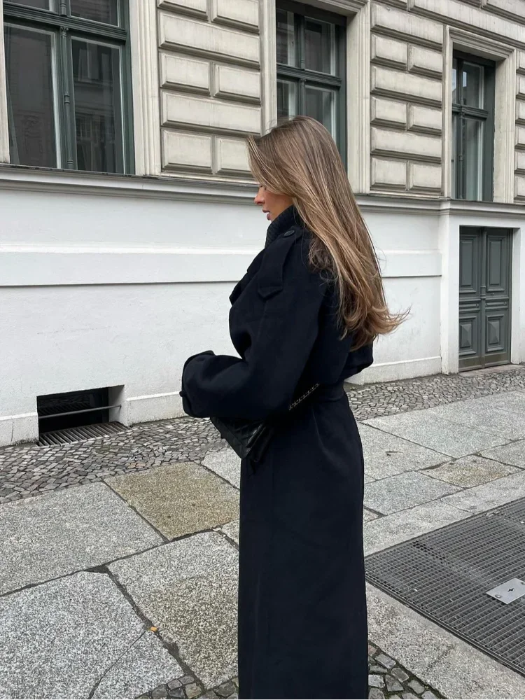 WW | Damen Oversized Woll-Winterjacke mit Taschen