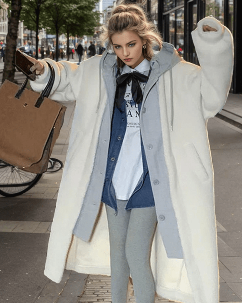 WW | Hooded Long Sherpa Jacket Winter Jacket for Women