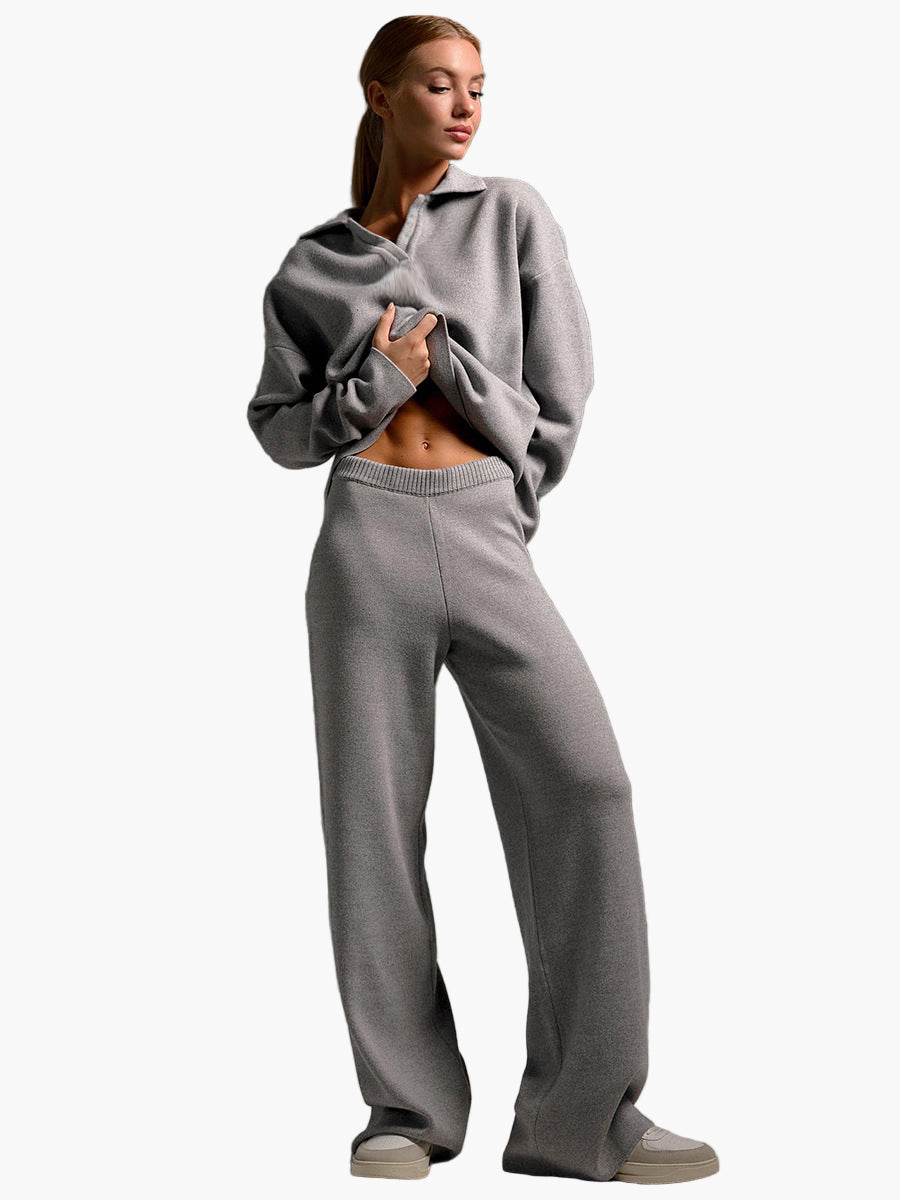 WW | Loungewear Set - Oversized Pullover mit Kragen und Weite Hose - Perfekt für Zuhause & Freizeit