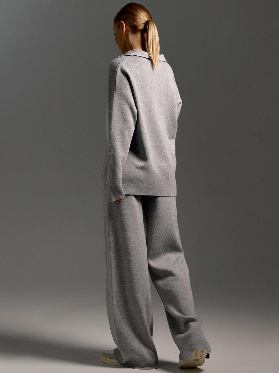 WW | Loungewear Set - Oversized Pullover mit Kragen und Weite Hose - Perfekt für Zuhause & Freizeit