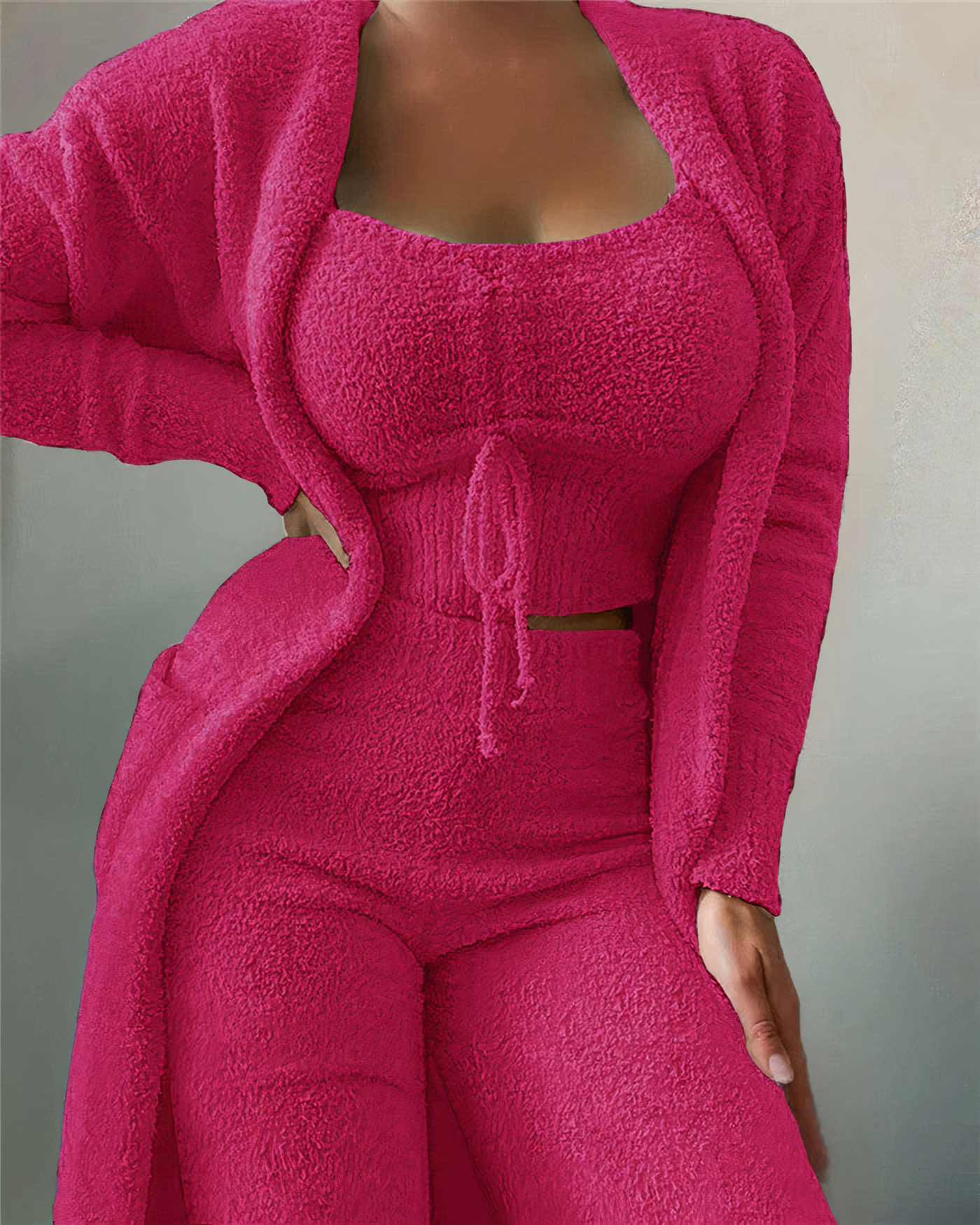 WW | Two-Piece Fleece Lounge Set - Women's Outfit with Top and Trousers for Home