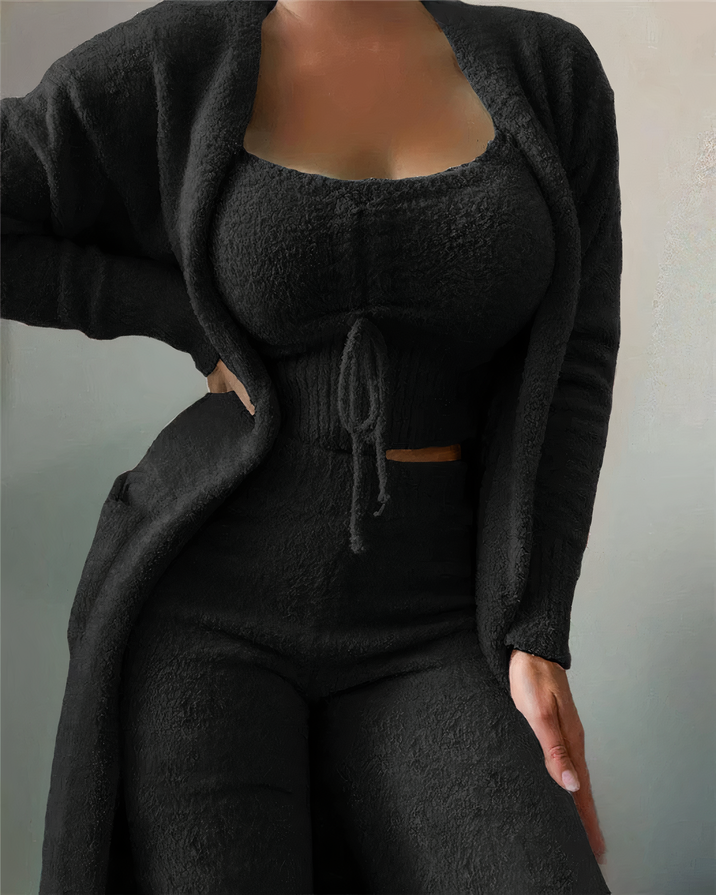 WW | Two-Piece Fleece Lounge Set - Women's Outfit with Top and Trousers for Home