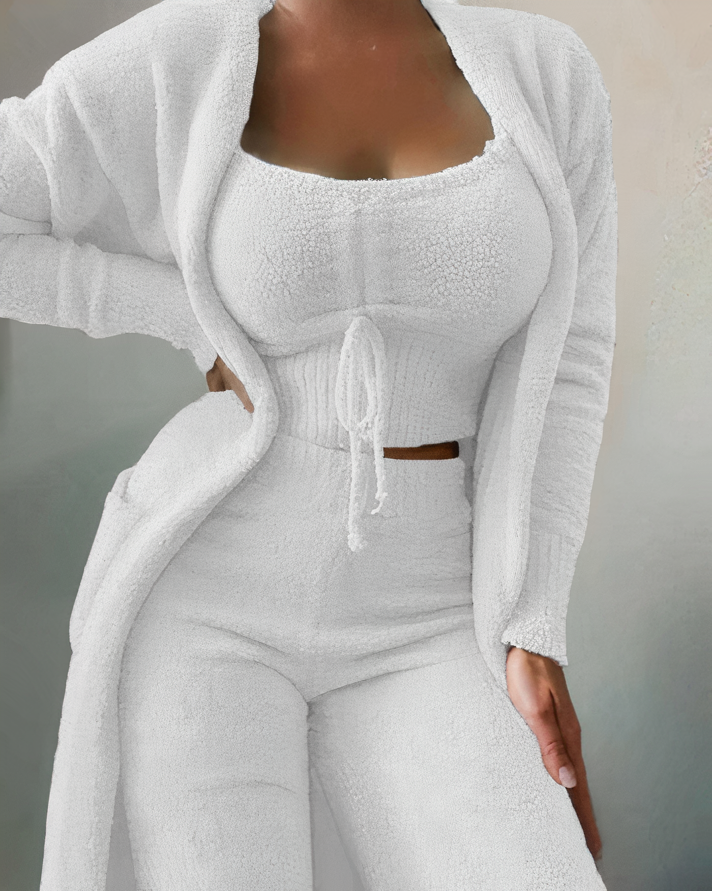 WW | Two-Piece Fleece Lounge Set - Women's Outfit with Top and Trousers for Home