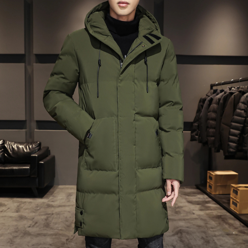 WW | Men's Winter Coat Long Windproof with Pockets