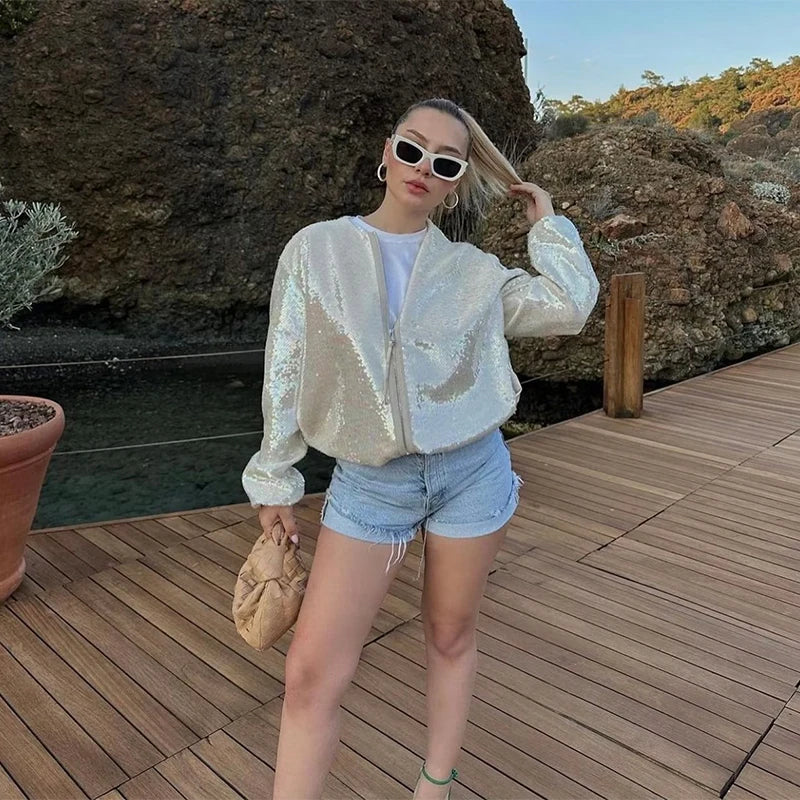WW | Shiny high-neck jacket