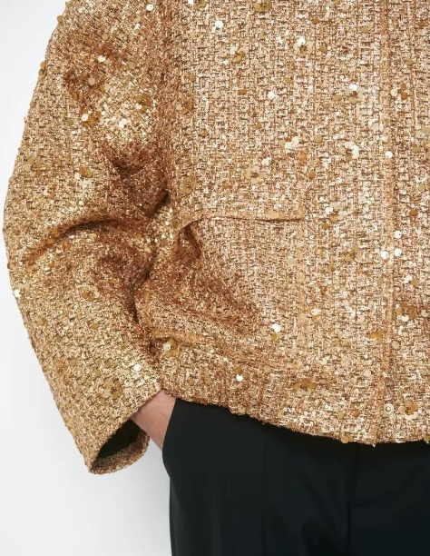 WW | Damenjacke mit Übergröße Goldenen Glitzer