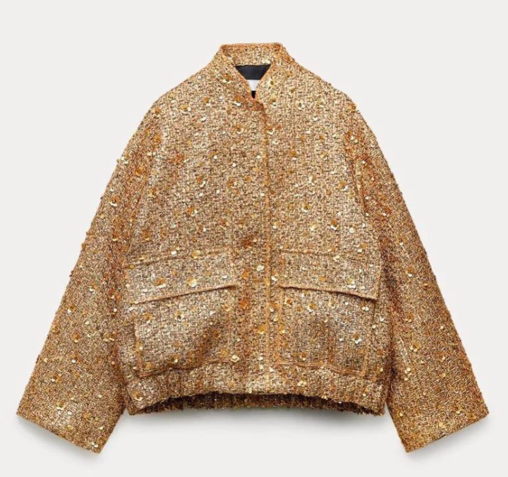 WW | Damenjacke mit Übergröße Goldenen Glitzer